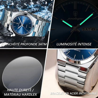 POEDAGAR Prestige™ | Montre Homme Premium en Acier Inoxydable